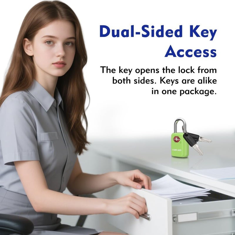 SURE LOCK TSA Approved Luggage Locks Mini Size Lock with Keys for Travel, Zinc Alloy Body with Steel Shackle, Key Alike, Key Alike in The Same Package - Image 4